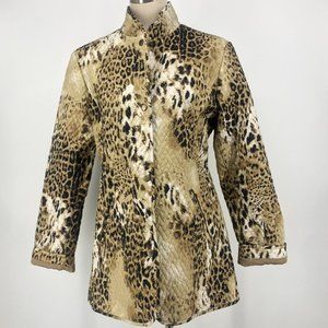 🎈Dana Buchman Mandarin Collar Animal Print Jacket